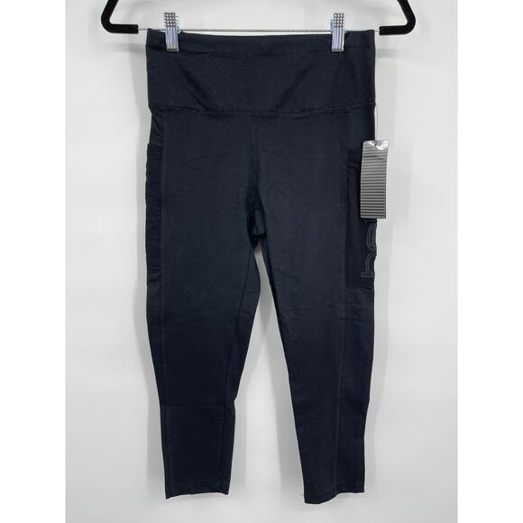 Bebe Sport Black Mesh Pocket Capri Workout Pants Leggings Womens NEW Small - Picture 7 of 8